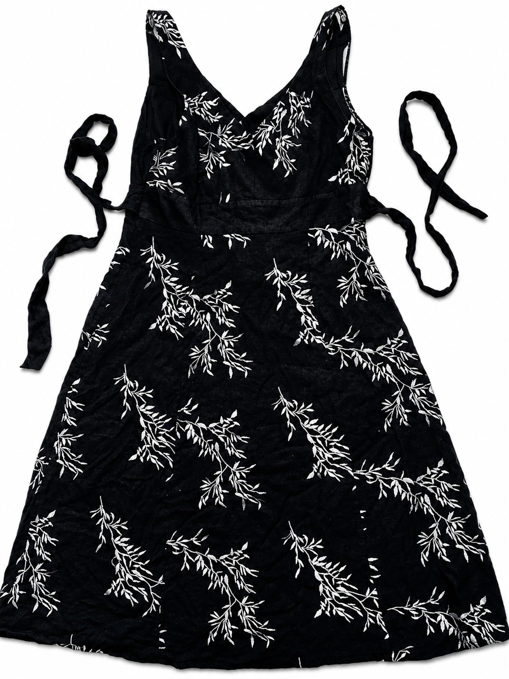 Peter Nygård Black Midi Dress with White Embroidery